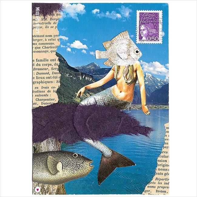 Miss Herzfrisch Originalcollage „Meerjungfrau"