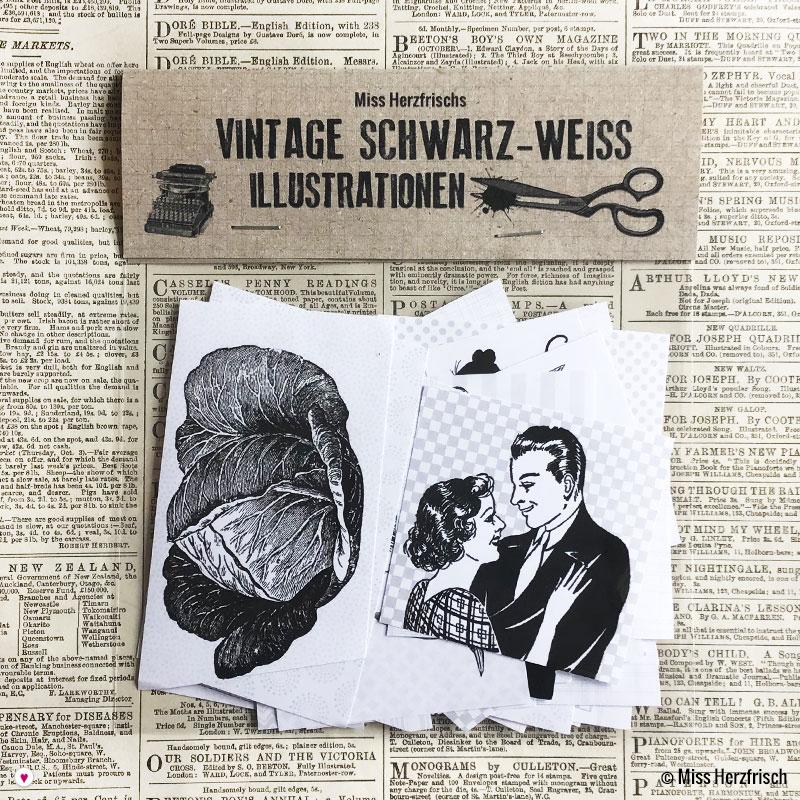 Miss Herzfrischs Vintage Schwarz-Weiss Illustrationen