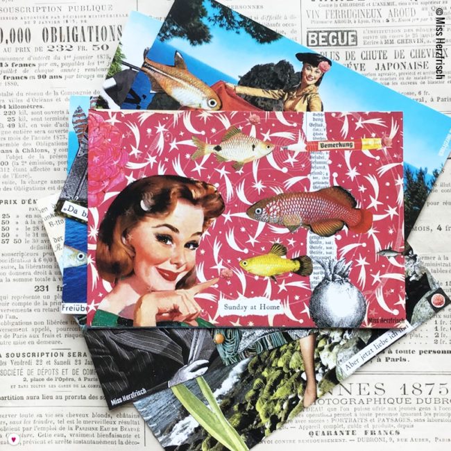 Papiergeschichten Collagen Postkartengrüße